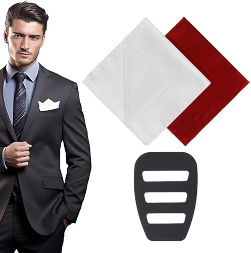 MOLZINY 2PCS Einstecktuch Seide für Herren Uni Einstecktücher Halter Einstecktuch in Einfarbig Anzug Accessoires Herren Set für Aufbewahrung Taschentücher Und Herrentaschentücher