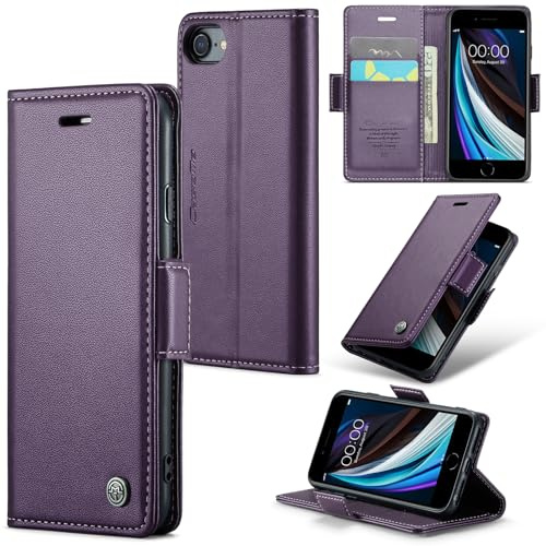 Rerzoiro for iPhone SE 2022 / SE 2020, iPhone 8 & iPhone 7 Case, Premium PU Leather Wallet Case Flip Cover with [RFID Blocking][Card Holder] Protective for iPhone SE 2022/SE 2020, iPhone 8/7, Purple