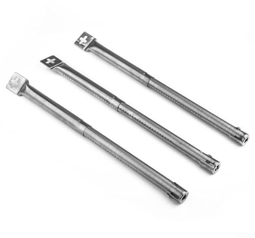 Lot de 3 brûleurs à gaz de rechange en acier inoxydable pour barbecue - Longueur réglable 30-45 cm - Diamètre 25,4 mm - Argenté