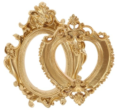 CLISPEED Fotorahmen Tragbare und Robuste Vintage aus Kunstharz in Gold 2 Stück im Europäischen Retro Stil Bilderrahmen für Schmuckdisplay und Wanddekoration
