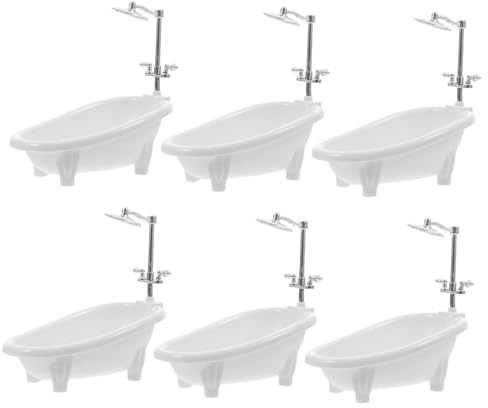 ibasenice 6pcs Mini Dollhouse Bathroom Scene with Bathtub and Shower Faucet Realistic Doll Bath Playset for Pretend Play Collectible Dollhouse Decoration Accessories