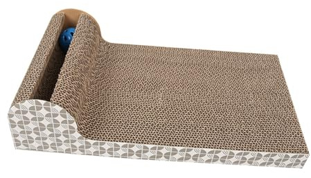 ROMISBABA Rascador de Cartón Corrugado para Gatos con Catnip Juguete Interactivo y para Arañar Resistente y Duradero para Estimular el Instinto y Proteger Las