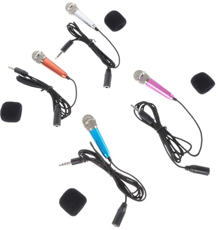 VICASKY 4 Stück Kleiner Handmikrofone für Handy Tragbare Karaoke Mikrofone aus Robustem Material Kompatibel für Gesang und Aufnahme Bunt