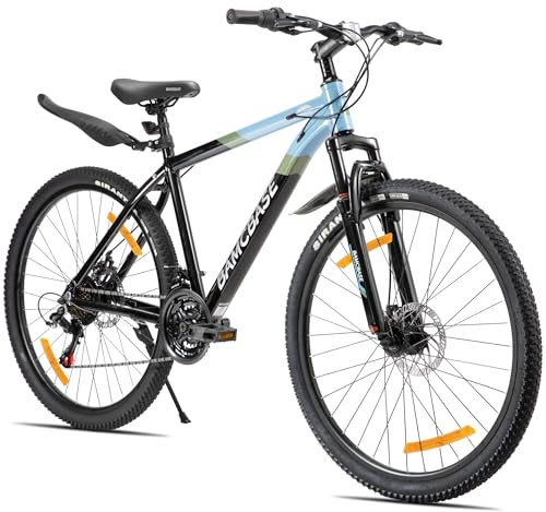 HILAND Rockford Mountainbike 27,5 Zoll MTB Herren & Damen, 21 Gang Fahrrad mit Scheibenbremse für Männer Frauen, Aluminium Rahmen Hardtail, Unisex Erwachsenen Fahrrad, Blau