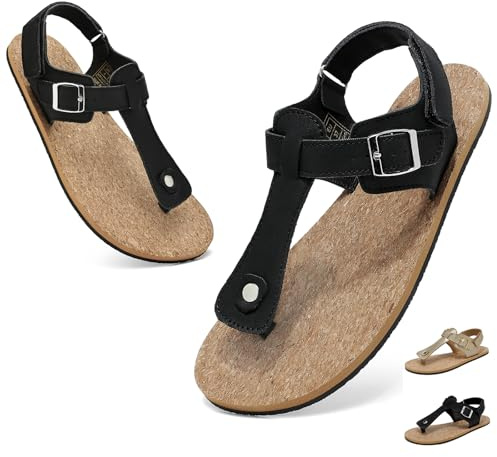 chetoria Sandales Tong Femme Pied Large Été Confortable Chaussure Noir 38EU