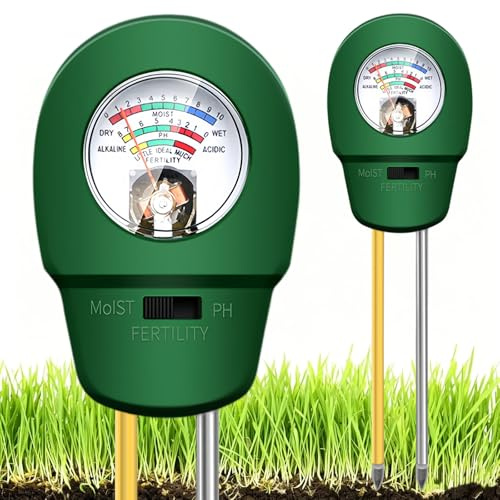 Gokemuak Bodentester, Boden PH-Messer, 3 in 1 Bodenmessgerät Feuchtigkeit