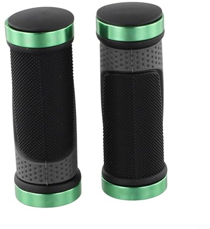 Tidgel Handlebar Grips, Ergonomic TPR Rubber & Aluminum Alloy Lock-On, CNC Processed, 90mm Length for 22.2mm Bars, Cycling Accessories(Green)