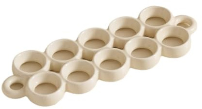 Portauova rotondo in ceramica con 10 griglie, per frigorifero e cucina, colore: beige