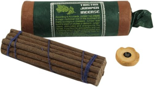 Tibetische Räucherstäbchen, 35 g, Weihrauch, Tibetan Juniper Incense | Wohltuender Duft für spirituelle Atmosphäre, Holzhalter inklusive, ideal für reinigende Rituale.