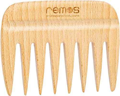 remos pettine in legno con manico incavato, in legno di faggio locale, 9 cm