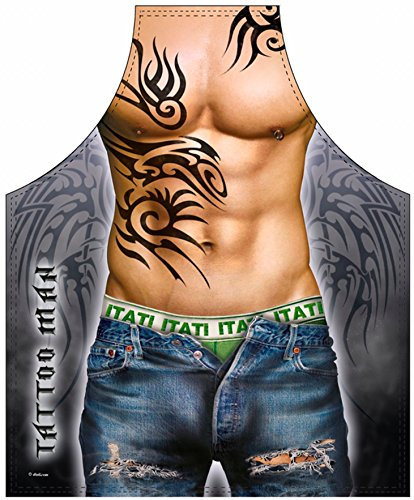 Grill - Koch Schürze - Muskulöser Mann mit Tattoos