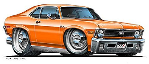1968-72 Chevy 2 Nova Wall Graphic 24 x 48 4Ft Long Decal Sticker Man Cave Garage Decor Boys Room Decor