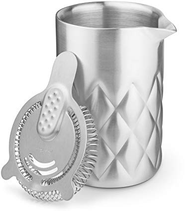 Final Touch Stainless Steel Yarai Edelstahl Mixing Pitcher Cocktail Set Including Hawthorne Strainer Sieb - Perfect for Mixing Up Martinis, Manhattans and Other Cocktails
