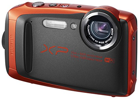 Fujifilm FinePix XP90 Fotocamera Digitale da 16 Megapixel, Sensore CMOS, Zoom 5x, Impermeabile 15 Metri, Stabilizzatore Meccanico, Batteria al Litio, Arancione