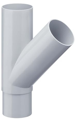 INEFA Dérivation pour tuyau de descente 45 degrés 75mm/50mm Gris PVC | Dérivation de tuyau en plastique accessoire de gouttière, montage facile, Made in Germany