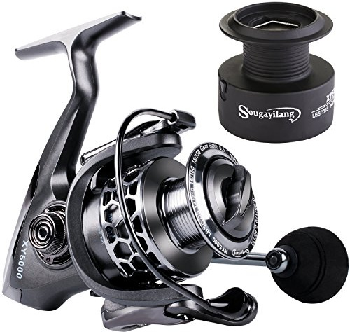Sougayilang XY5000 13+1BB - Carrete de Pesca de Aluminio Ligero Ultra Suave con Carrete de Grafito