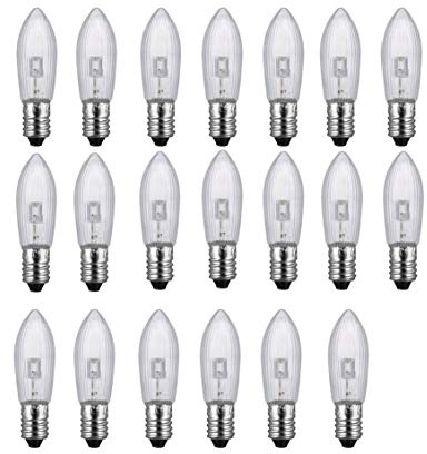 ShuoHui E10 LED-Ersatzlampen Glühbirnen Topkerze für Lichterkette 9V-55V AC 0.2W 3000K (20)