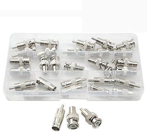 BGTXINGI Kit de 30 Connecteurs BNC/RCA: Mâle et Femelle Avec Connecteurs en Métal Étanches