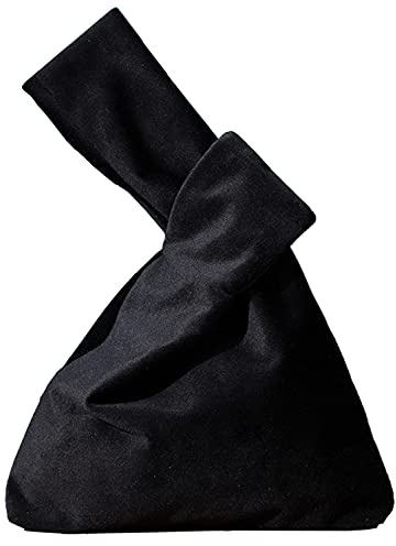 YuuTbiu Velvet Knot Wristlet Bag for Women - Elegant Evening Purse with Wrist Strap, Portable Wedding Party Going Out Bag for Night Out Events (Black)