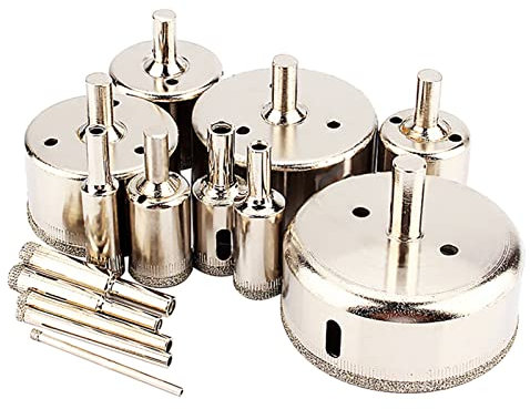 Tile Hole Saw, 14Pcs 3-70mm Diamond Drill Bits, Tile Ceramic Hollow Core Extractor Remover Tool, Diamond Coated Hole Saw Drill Bit Cutter for Glass Marble Tile