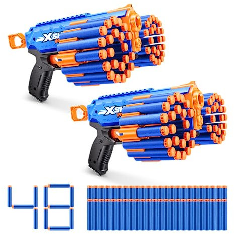 XSHOT Insanity Manic Blaster by ZURU with 48 Darts (2 Blasters Included), Air Pocket Technology Darts and Dart Storage, Outdoor Toy for Boys and Girls, Teens and Adults