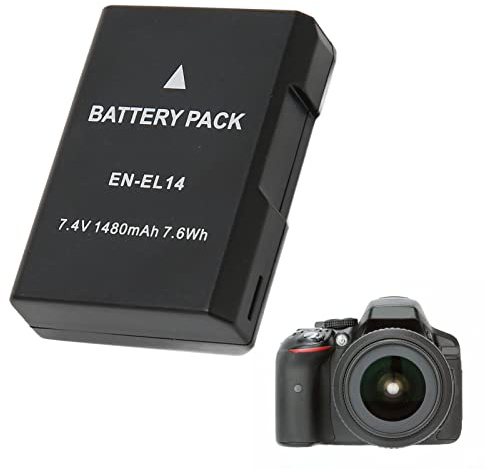 EN-EL14 Replacement Battery for D5300 D3200 D5200 D3400 D5600 D3500 D3300 D3100 D5100 P7100 Camera, 1480mAh 7.4V Camera Lithium Ion Battery