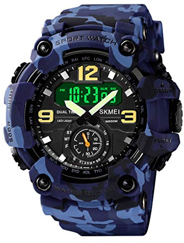 IJAHWRS Orologio da uomo con quadrante grande, per sport all'aria aperta, multifunzione, impermeabile, antiurto, serie mimetica
