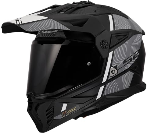 LS2, Casco Moto Cross PIONEER II HILL Matt Black White, M