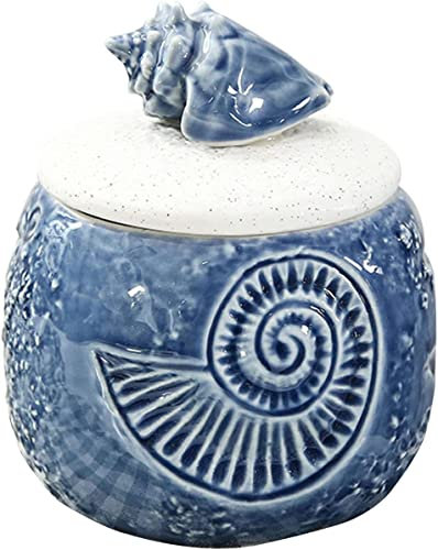 Sucrier en céramique, pot à crème, sucrier avec couvercle, pots à sucre en céramique, pot à sucre, récipient à sucre, pot à épices, pot à sel, pot à assaisonnement - Bleu A-Conch (Couleur : Bleu, Tail