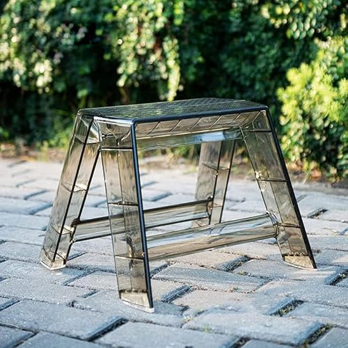 YQCXG 1-stufige, zusammenklappbare, tragbare Trittleiter aus Acryl, transparenter Hocker für Erwachsene – Kleiner, zusammenklappbarer Stuhl für den Innen- und Außenbereich in der Küche o