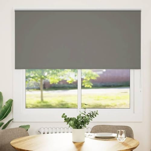 vidaXL Verdunkelungsrollo Grau 145x130cm Stoffbreite 141,6cm Polyester, Rollo, Klemmfix, Thermorollo, Verdunklungsrollo, Klemmrollo, Fensterrollo