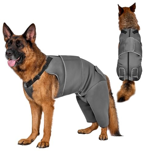 OneTigris Hundbody efter OP, hundbody efter kastrering hane med justerbara remmar, mjukt läckageskydd hundar för hanar eller hundar, kroppshund för liten/medium/stor hund (XL)