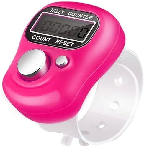 Knit Row Counter, Finger Digital Counter, LCD Display Digital Finger Tally Counter clicker, Electronic Stitch Counter for Knitting, Crochet Row Counter Ring, Stitch Markers for Crocheting (Pink)