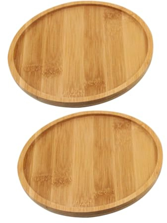 TOYZFRIENDY 2 Pezzi Sottovasi Rotondi in Bamboo Vassoio Raccogligocce Resistente e Antideformazione per Vasi Piantine Aromatiche e Succulente Protezione Mobili Interni ed Esterni
