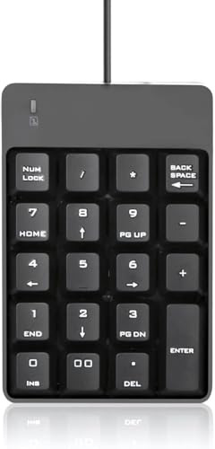 Seenda Wired Numeric Keypad, 19-Key USB Wired Number Pad, External Numpad Portable Mini Numeric Keyboard for PC/Laptop/Notebook/Computer/Desktop with USB Ports, Black