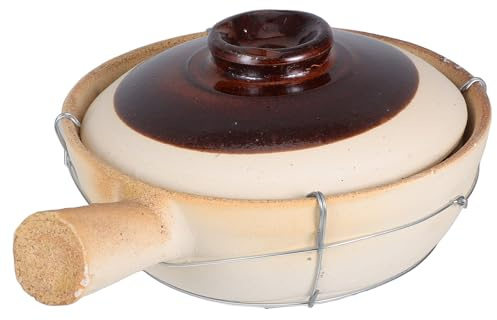 ibasenice Pentola per Versatile in Terracotta e Ferro Resistente Alte Temperature Coperchio Tradizionale per Riunioni di Famiglia e Feste