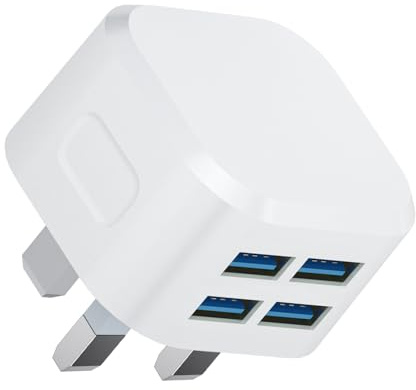 USB Plug,Multi USB Charger Plugs Adaptor UK 5V/5A 25W Phone Plugs with 4 USB Port Multiple Way 3 Pin Double Mains Charge Head 5V 5AMP Multiport Charging for iPhone 14 13 12 11 SE XS XR X 8 7 6 5,iPad