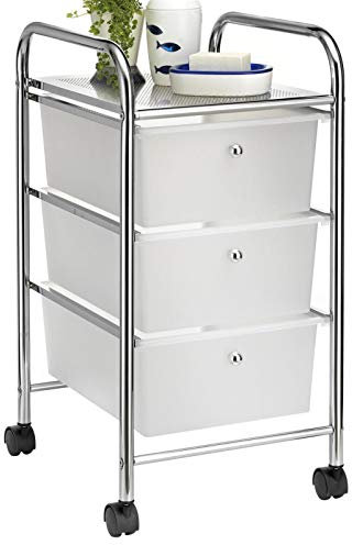 IDIMEX Badregal Rollwagen Rollcontainer GINA, mit 3 transparenten Schubladen und Metallgestell verchromt