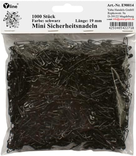 1000 Stück Mini Sicherheitsnadeln klein, schwarz ca.19 mm, Sicherheits- Nadel Nadeln, E90014