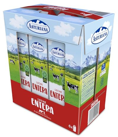 Central Lechera Asturiana Leche Entera, Pack 6 x 1L