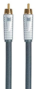 Monolith RCA Cable - 24K Gold Plated Connectors, AL foil, OFC Copper Braided Shield, 3 Feet, Silver
