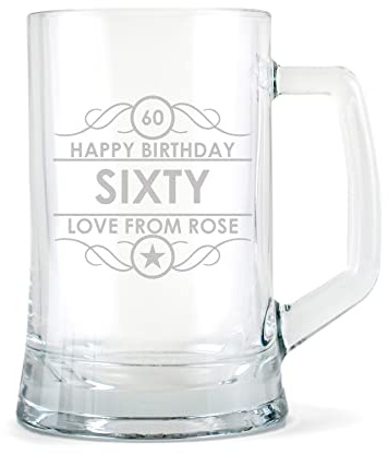 The Gift Experience Personalised Glass Tankard 60th Birthday, Personalised Gifts, Birthday Gifts, Pint Personalised, Glass Pint