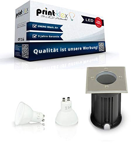 Print-Klex GmbH & Co.KG LED Bodenleuchte Eckig 3W Gartenspot Leuchte GU10 4000K neutralweiß - nicht dimmbar - IP67