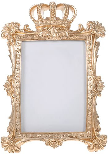 BESPORTBLE Gold Crown Photo Frame, 7inch Resin Picture Frame with Kickstand - Vintage Picture Frame For Portrait or Family Photos