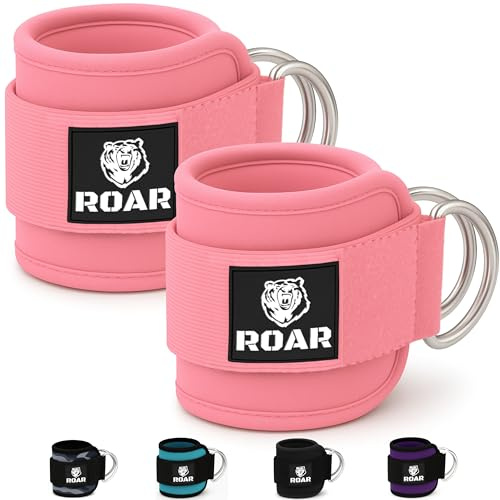Roar® Fußschlaufen V1 (gepolstert) - für Fitness Training am Kabelzug - (2 Stück) Ankle Straps für Frauen und Männer