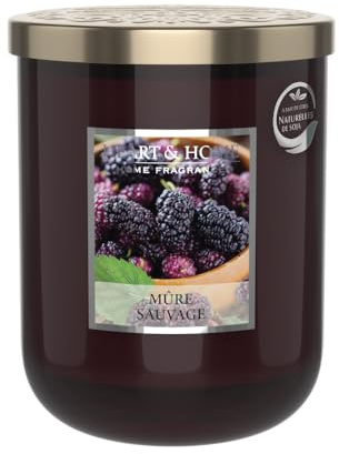 HEART & HOME - Duftkerze auf Basis von natürlichem Sojawachs für zu Hause - Großes Glas Brombeere - 75h Brenndauer - Geschenk, Dekoration und Duft für Zuhause - Glas