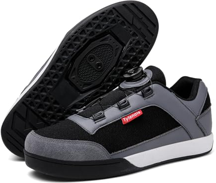 LZQpearl Professionelle MTB Fahrradschuhe, Unisex Four Seasons Mountainbike Schuh, Kompatibel Mit Allen SPD Pedalen, Herren Damen Outdoor Fahrradstiefel BlackGray, 44 EU