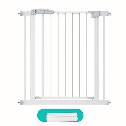 Sywlwxkq Baby- und Hundetreppentor, 100 cm extra hohes Druckfit-Haustiersicherheits-Metallgitter, passt in Räume zwischen 75 bis 82 cm Breite, 90° Zwei-Wege-Öffnungs- / Stehtür, automatisch