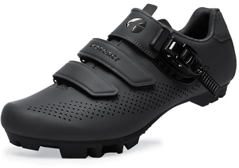 Uomo Scarpe MTB Donna, Scarpe Mountain Bike Compatibili con Pedali SPD 2 Bulloni con Tacchette, Scarpe Ciclismo Uomo Donna All'aperto Black 44 EU