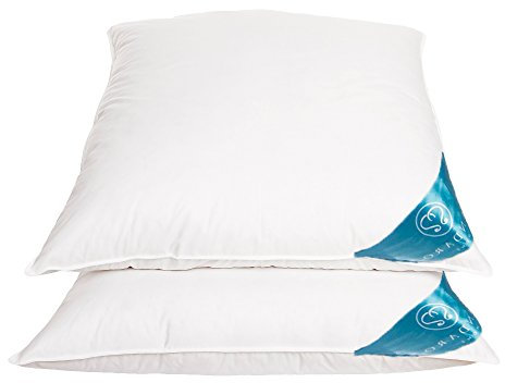 Sandaro Home Kissen 80x80 Daunen 2er- Set mit 3-Kammer-Füllung, Ultra-Komfort-Kombination, 100% Baumwollbezug - leicht zu waschen (1200)